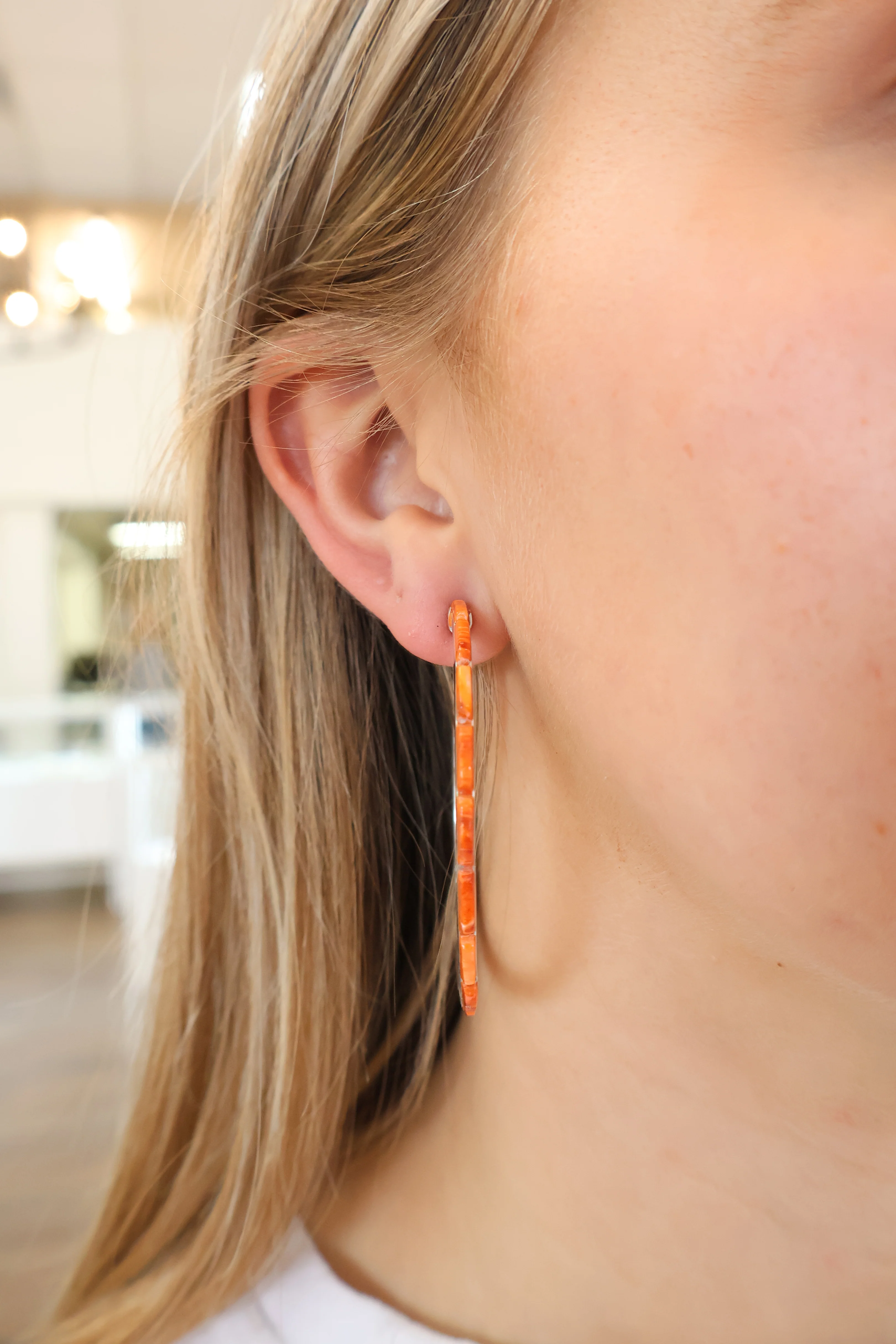 2 1/4" Orange Spiny Hoops - Image 2
