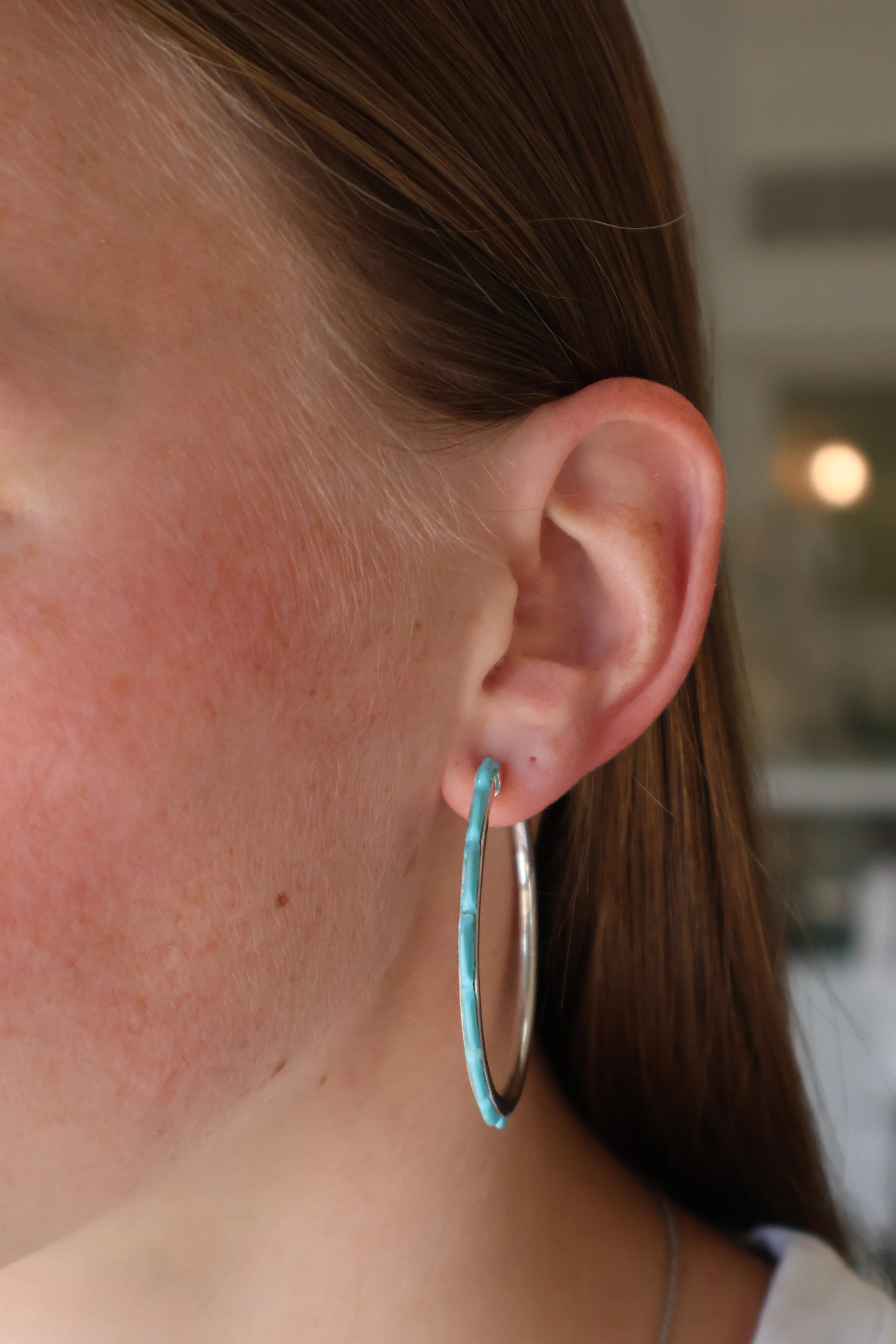 2" Turquoise Hoops - Image 2