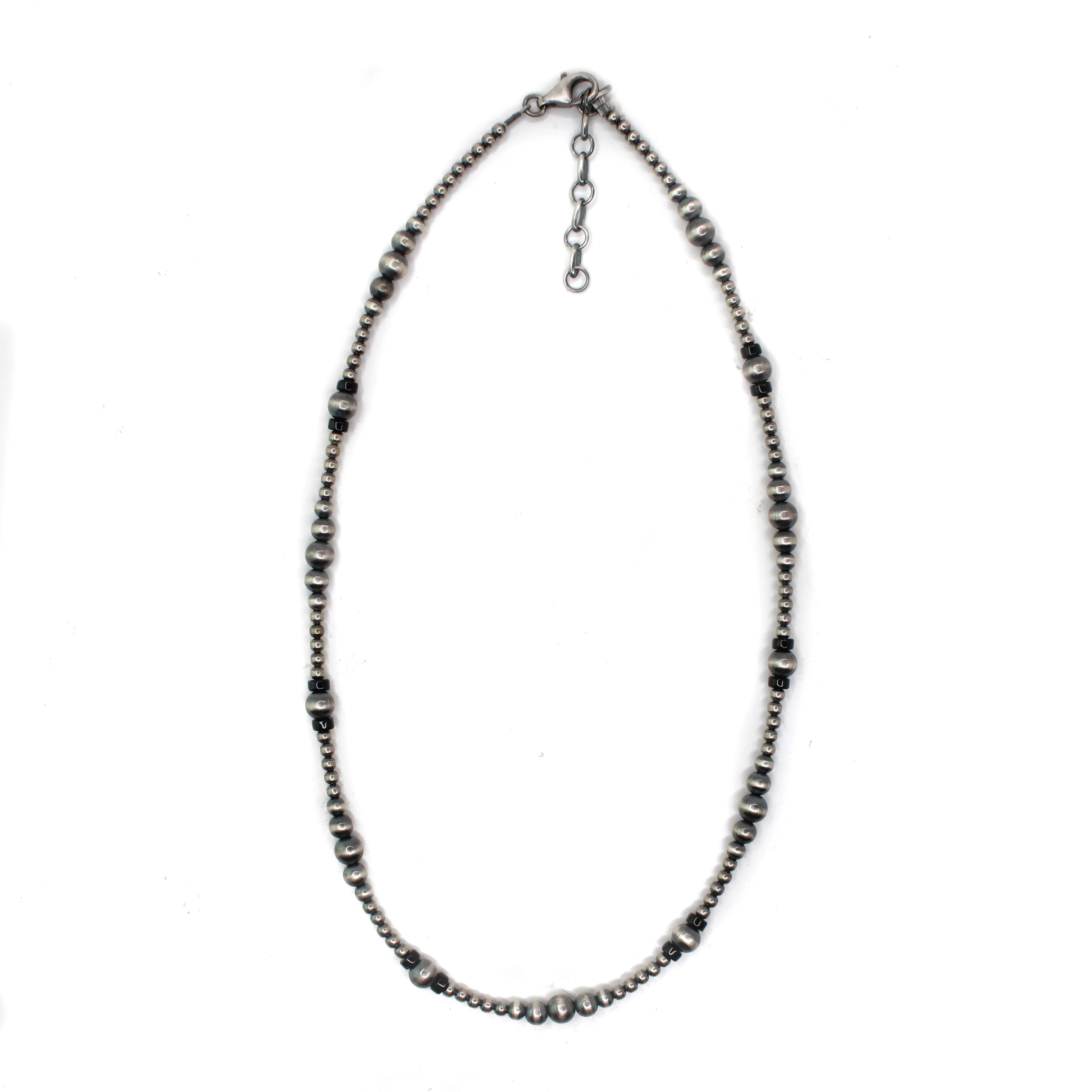 3-6mm Navajo Pearls- Onyx (18")