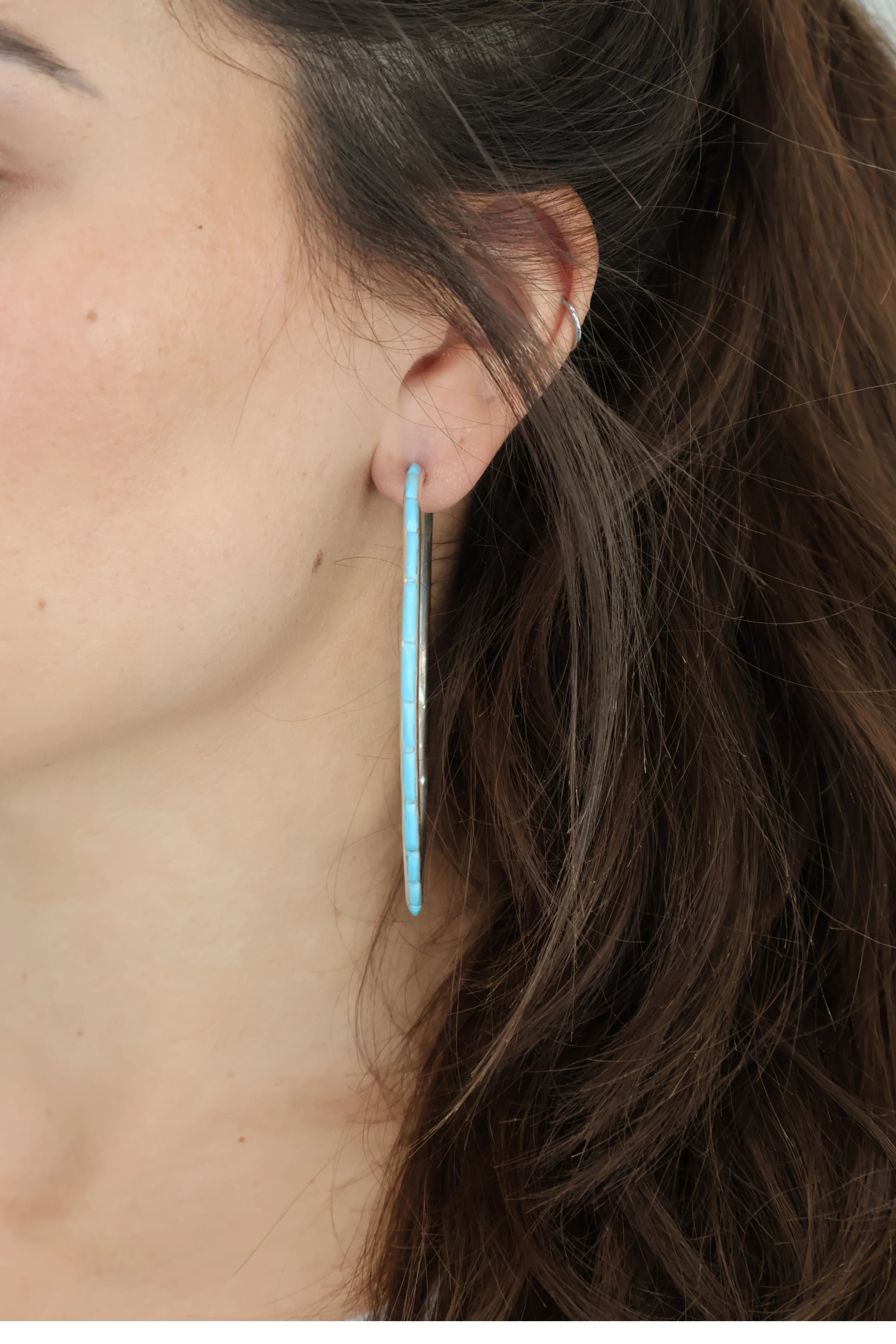 3" Turquoise Hoops - Image 2
