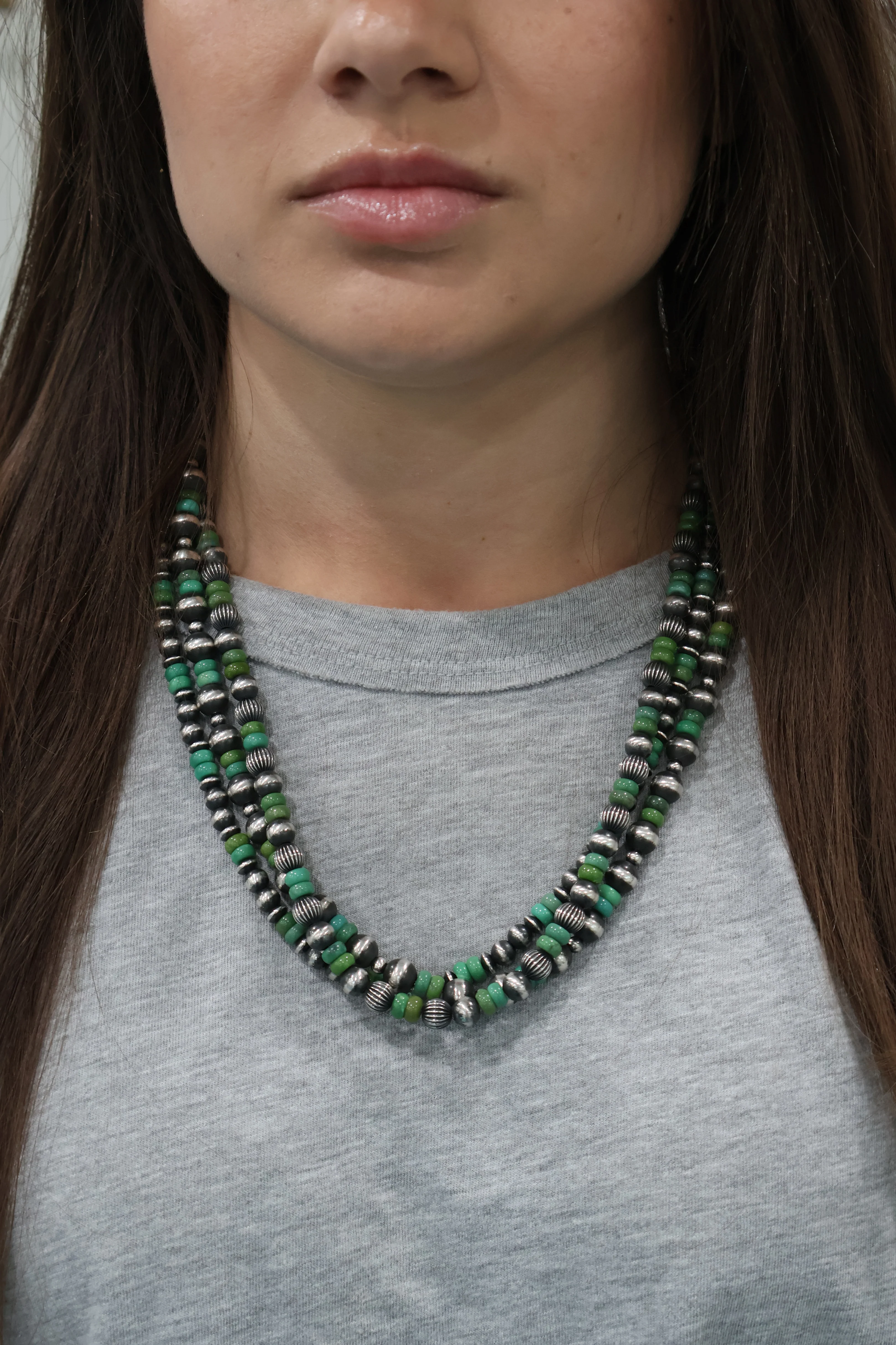 3 Strand Textured Navajo Pearls - Sonoran - 18" - Image 3