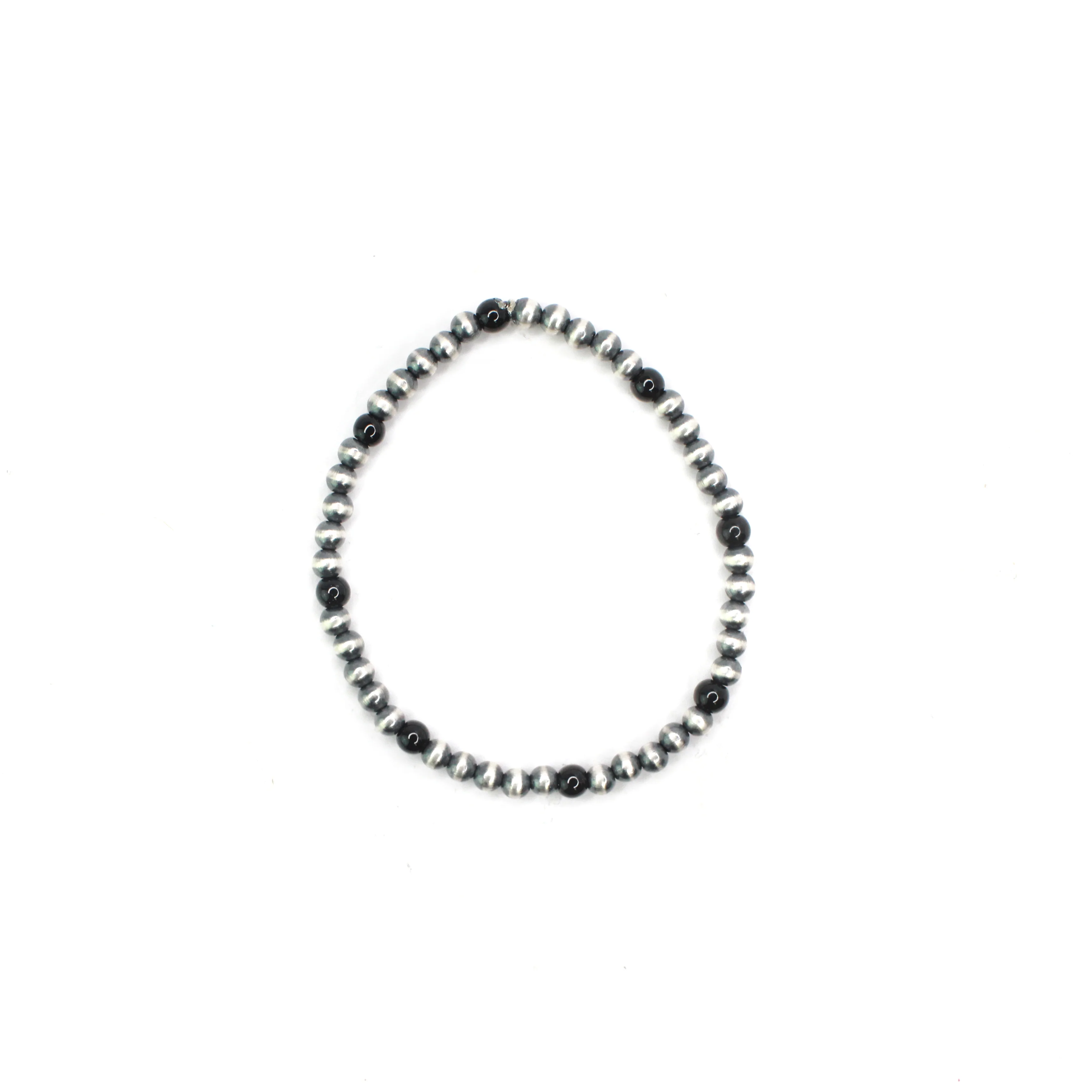 4mm Navajo Pearl Stretch Bracelet - Onyx