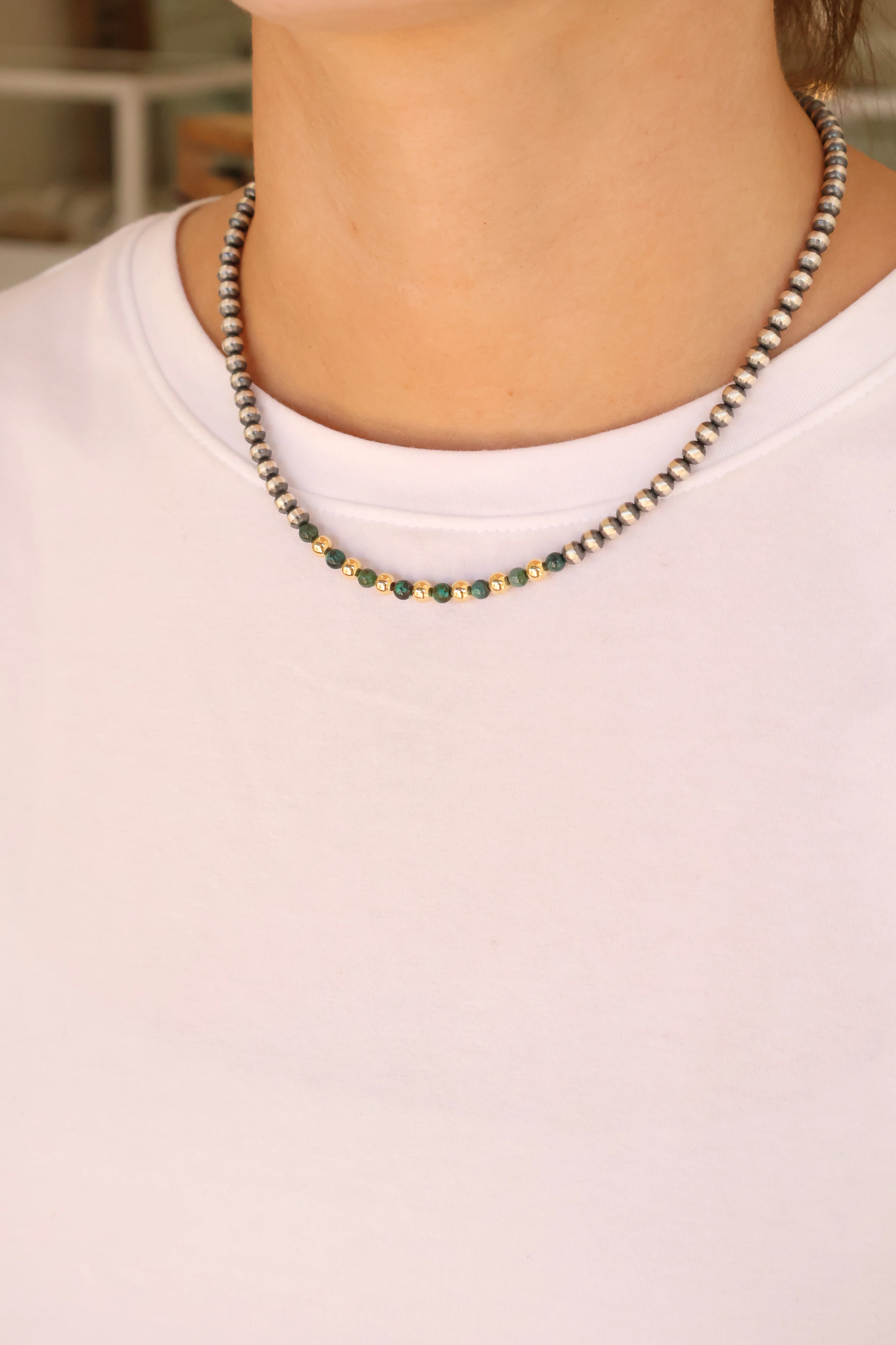 5mm Gold & Turquoise Machine Made Pearls - Image 2