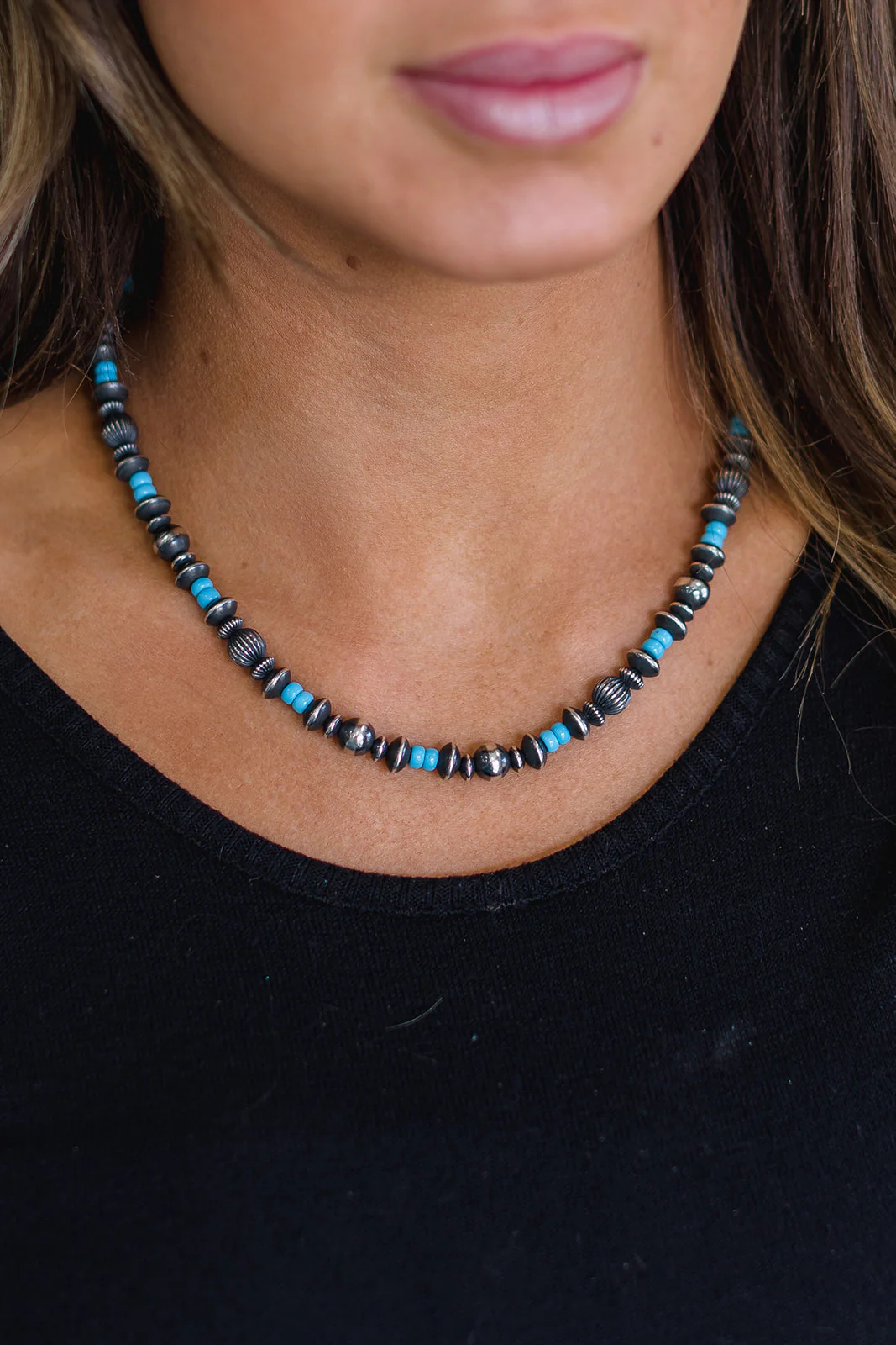 8mm Navajo Pearls - Blue Kingman - Image 2