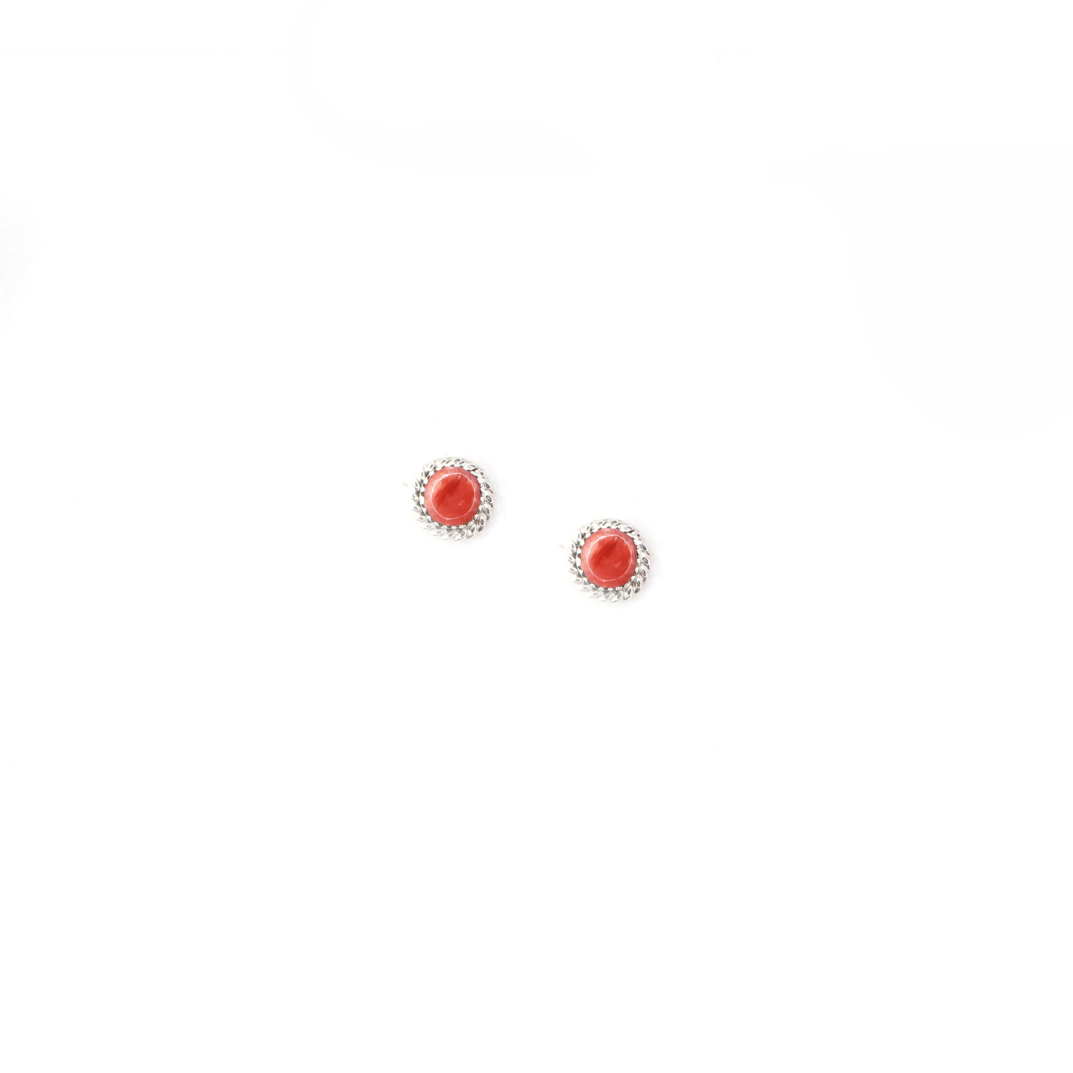 Double Twist Round Studs - Red Spiny