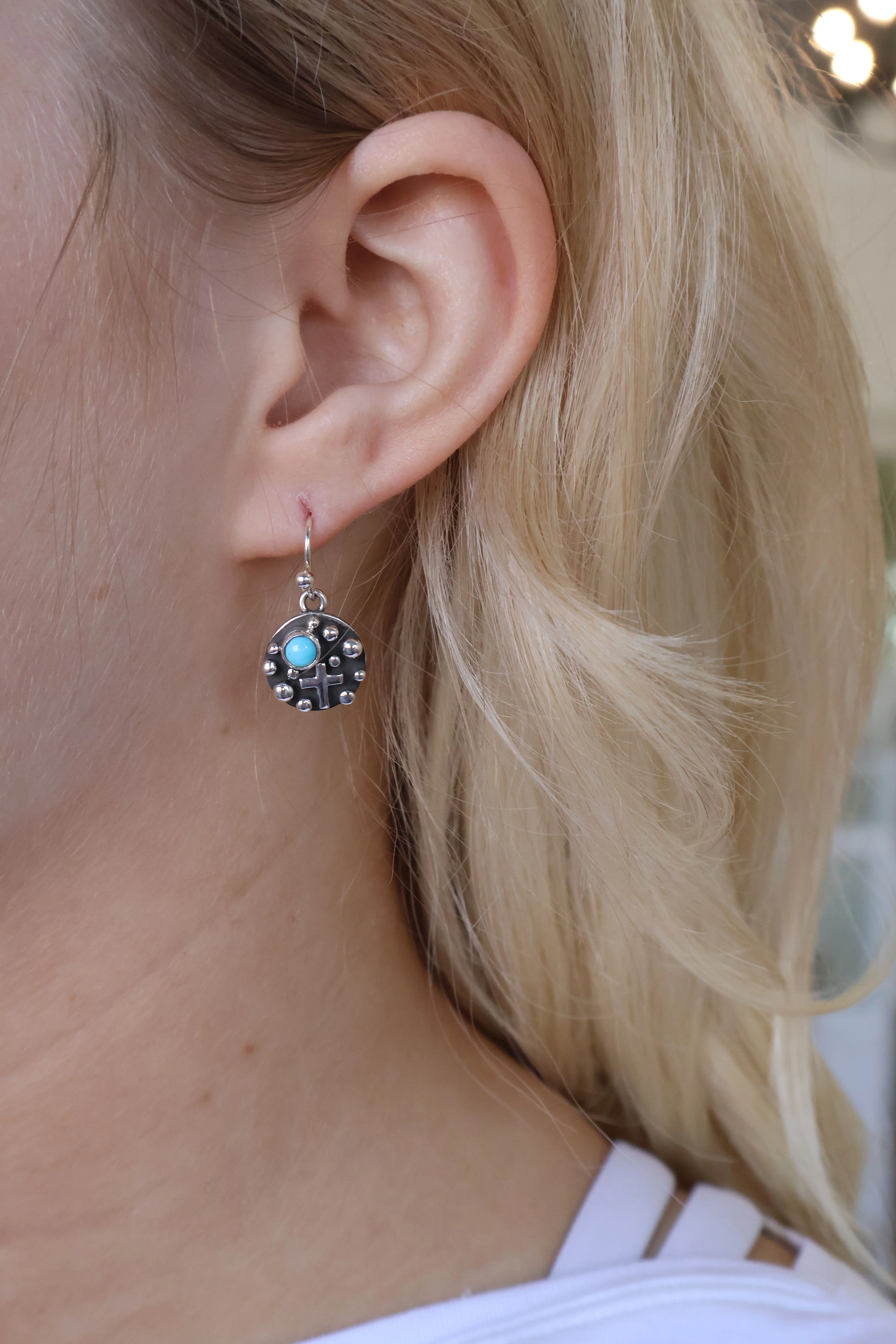 The Leia Dangles w/cross - Sleeping Beauty Turquoise - Image 2