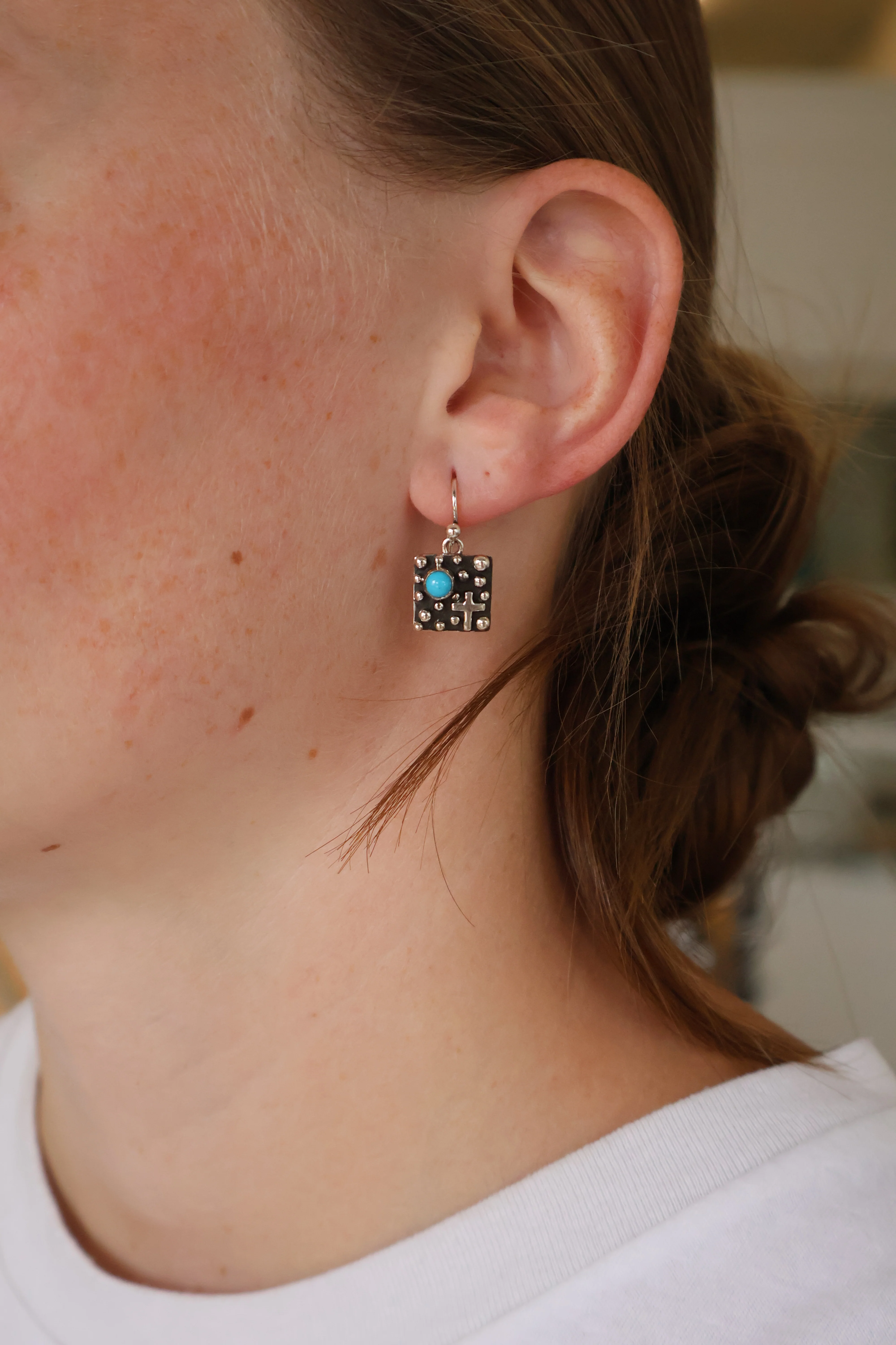 The Simones w/ cross Dangles - Turquoise - Image 2