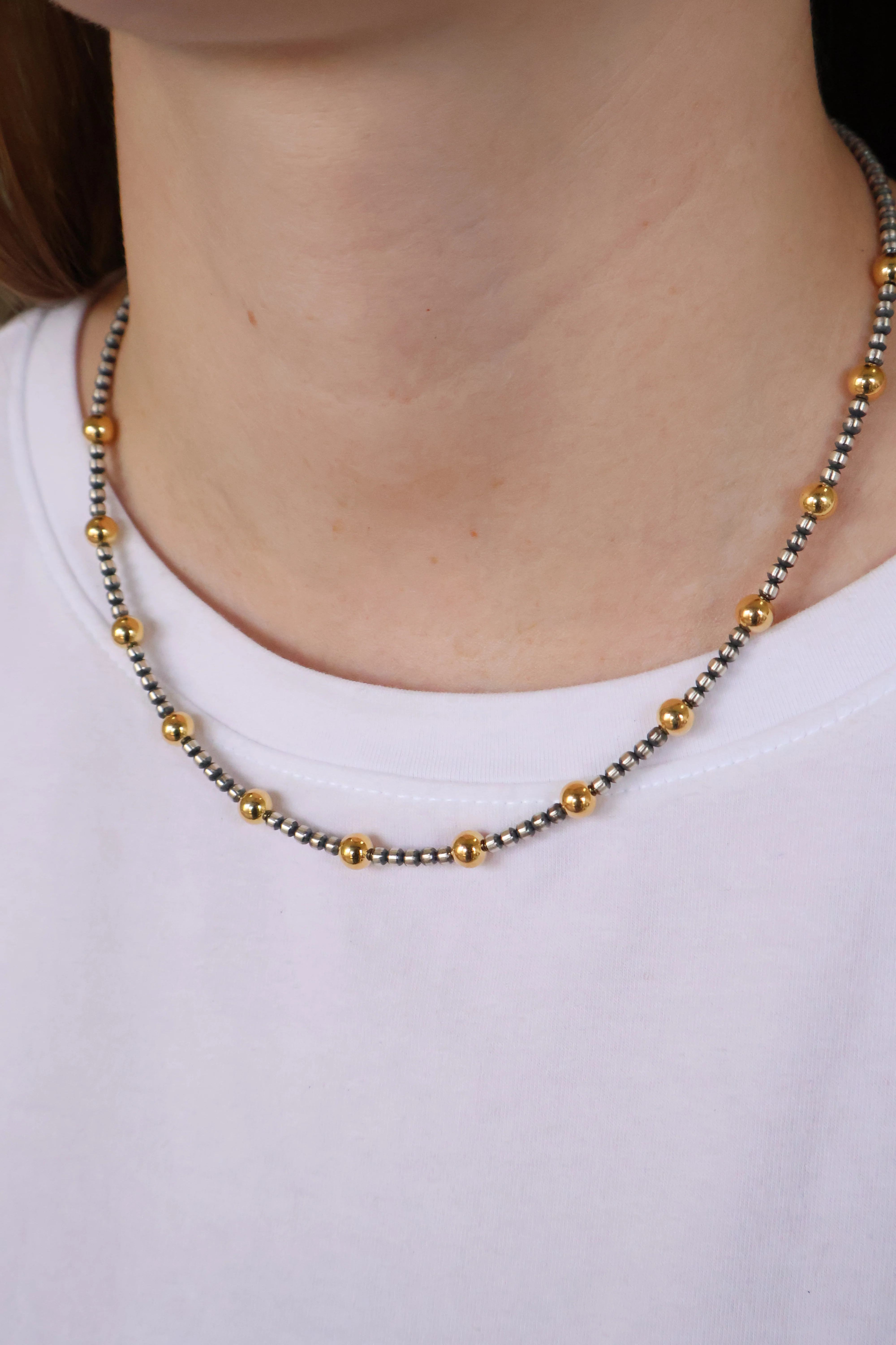 3-6mm Machine Made Pearls- Gold Dipped (18 1/4") - Image 2