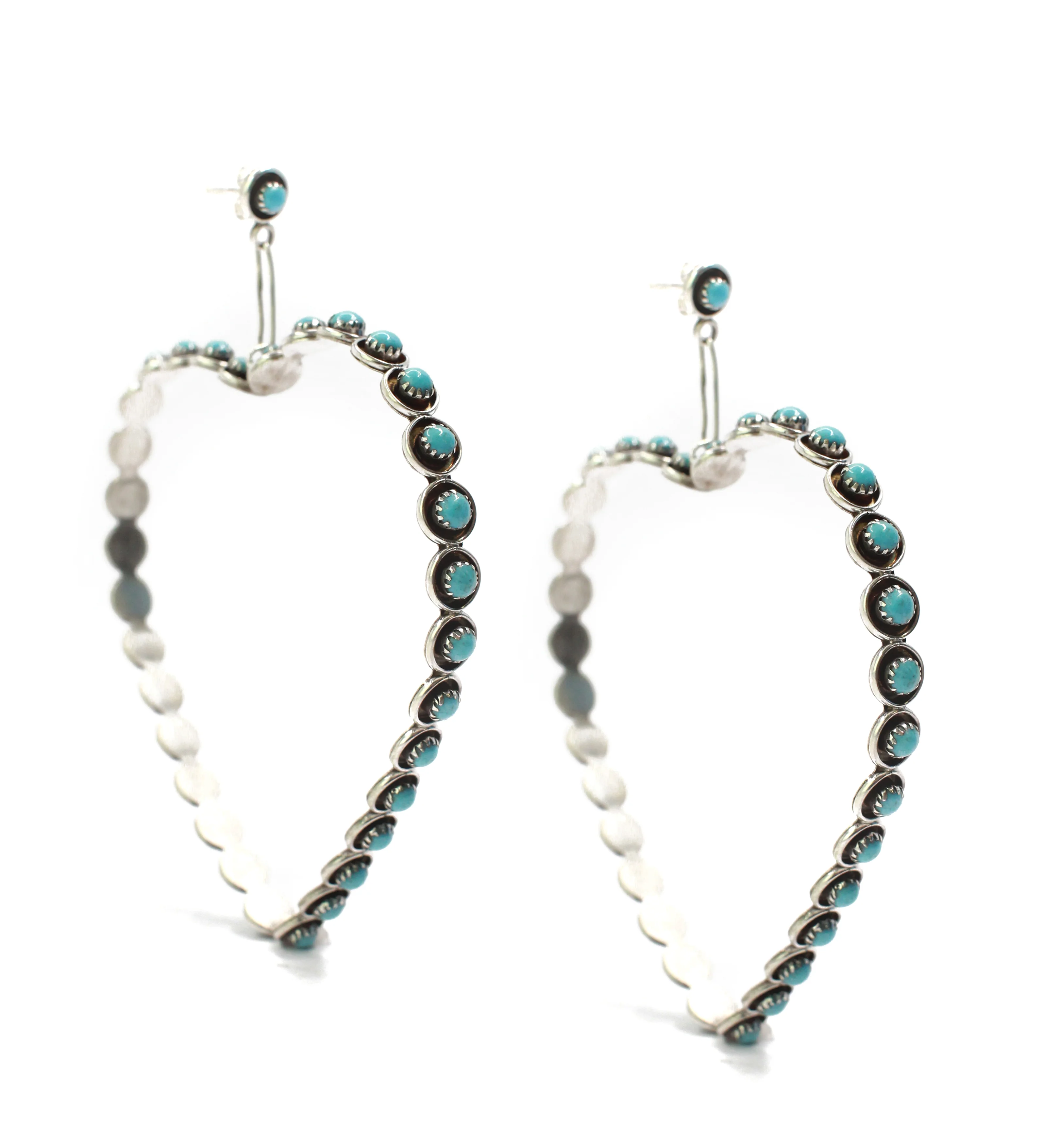 The Post Zuni Heart Hoops-Turquoise: 3 1/4" - Image 3