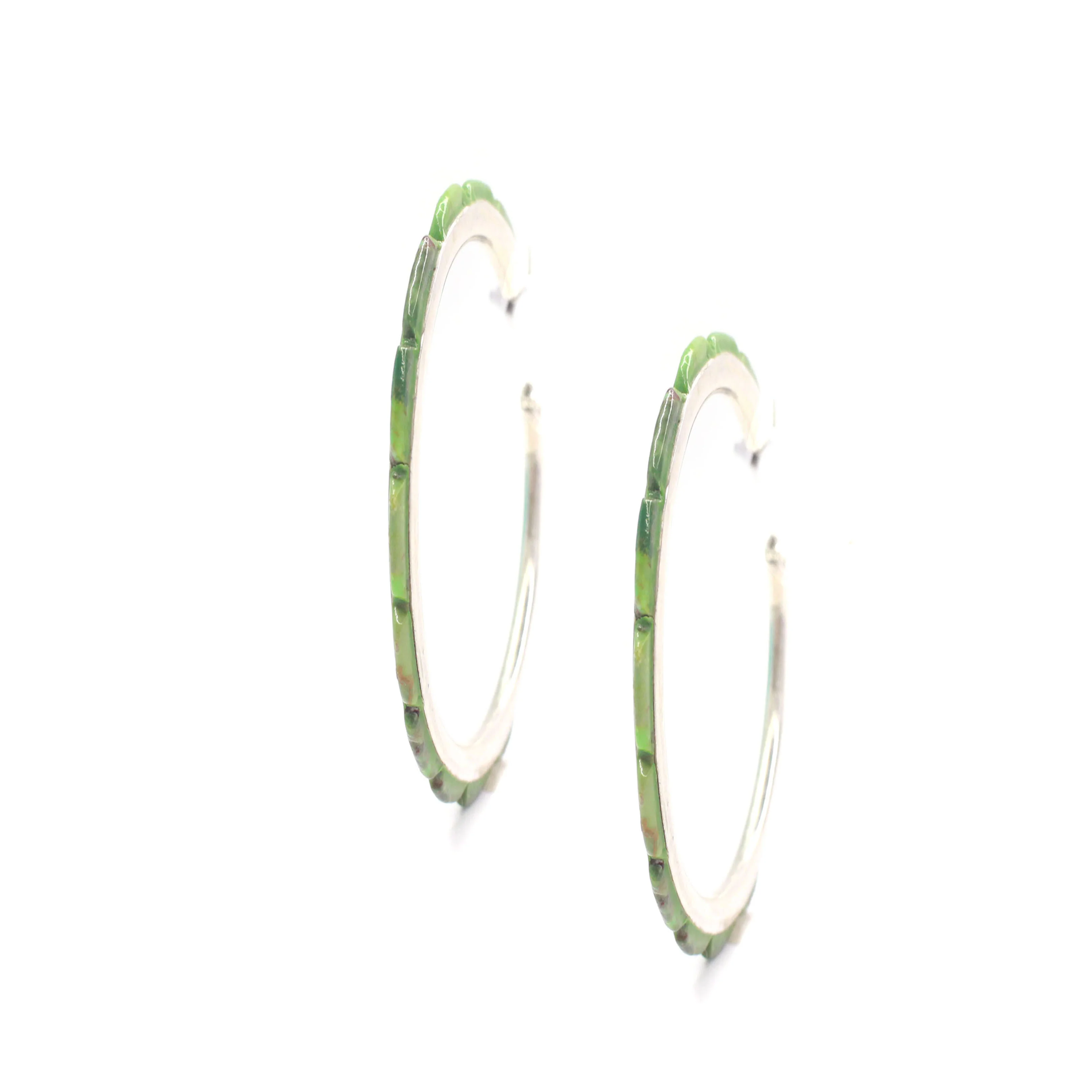 3" Green Turquoise Hoops