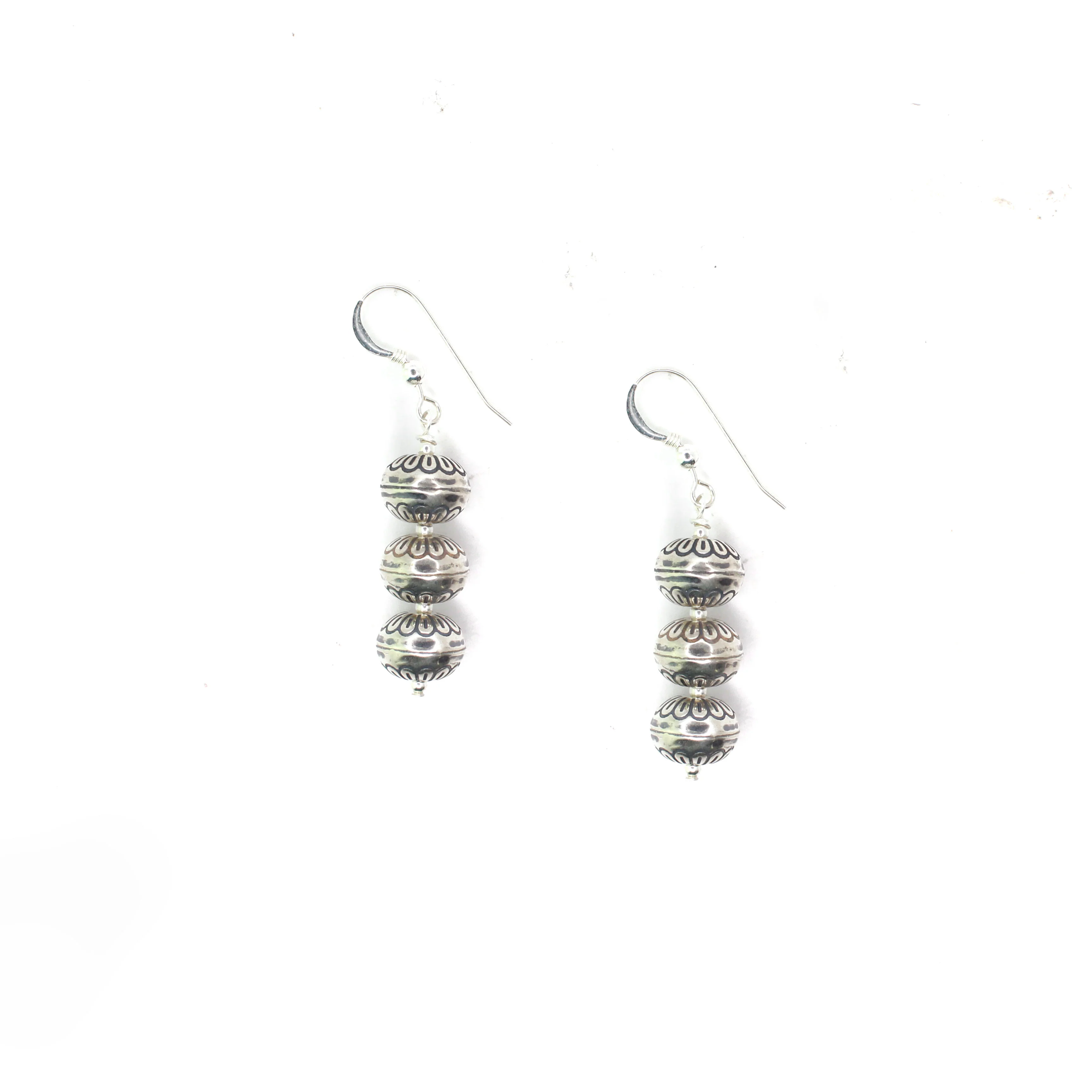 10mm Stamped Handmade Pearl Earrings
