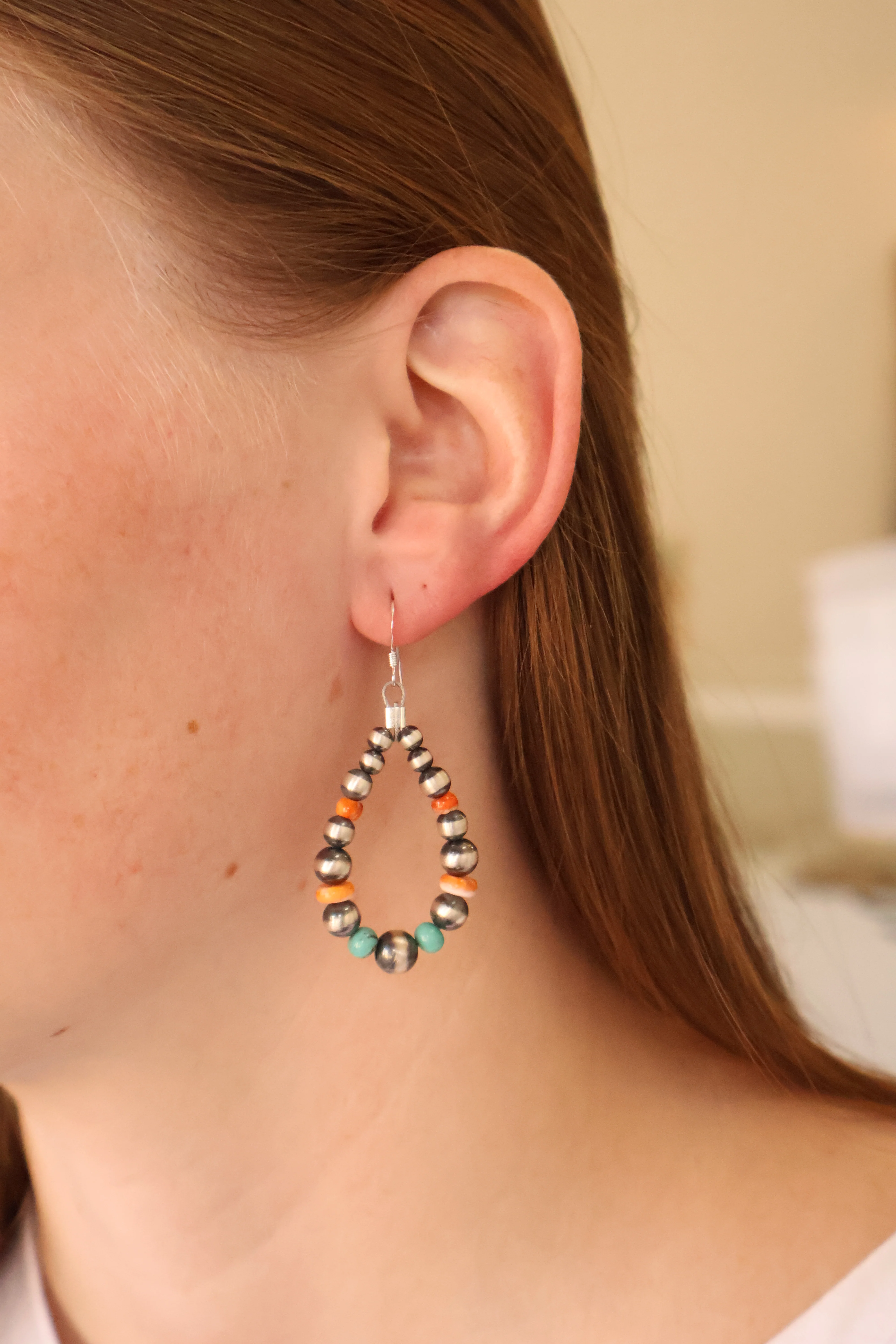 4-7mm Machine Made Pearls- Orange and Turquoise - Image 2