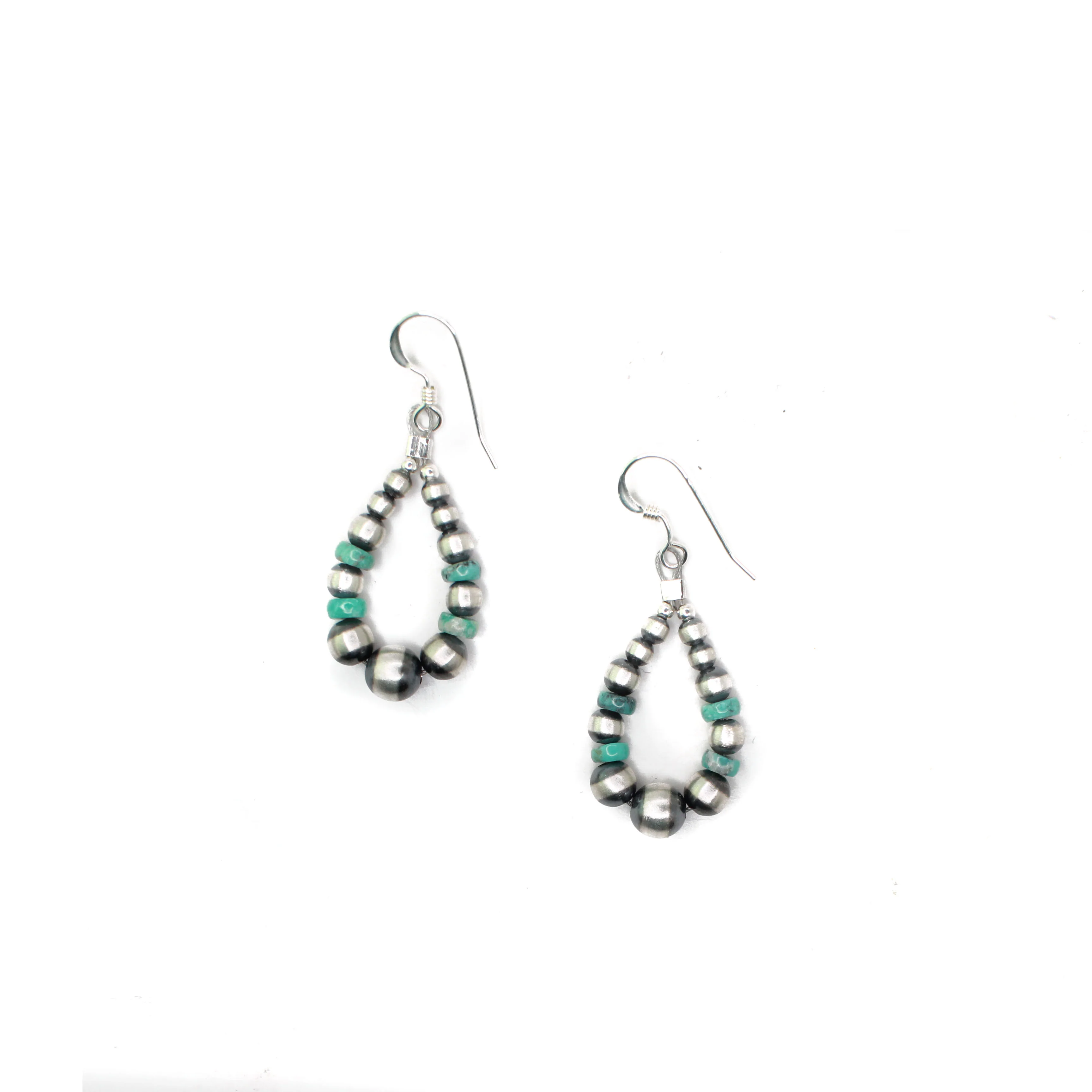 3mm Machine Made Pearl Earrings- Green Turquoise (1 1/2")