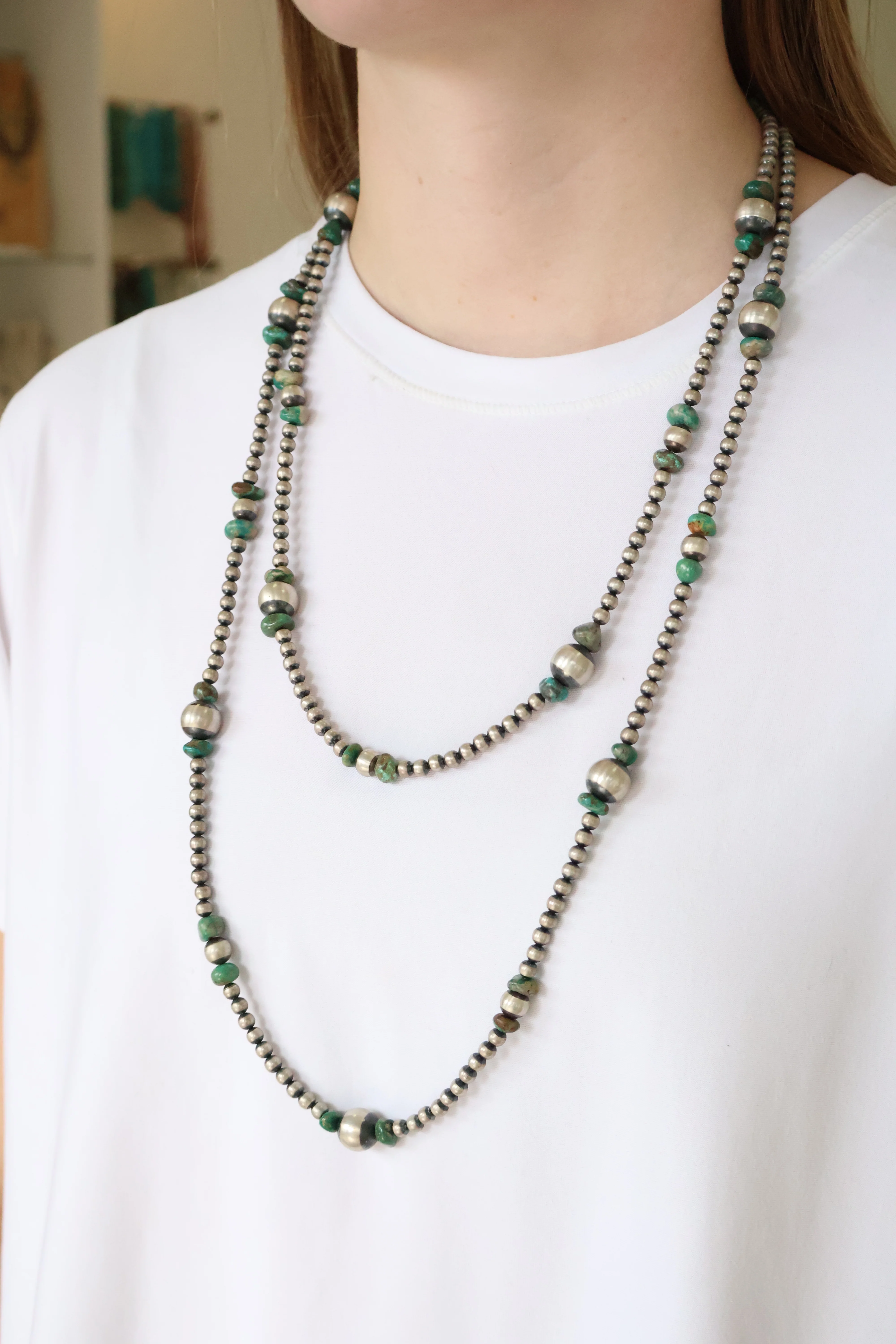 5-12mm Navajo Pearls- Green Turquoise - Image 2