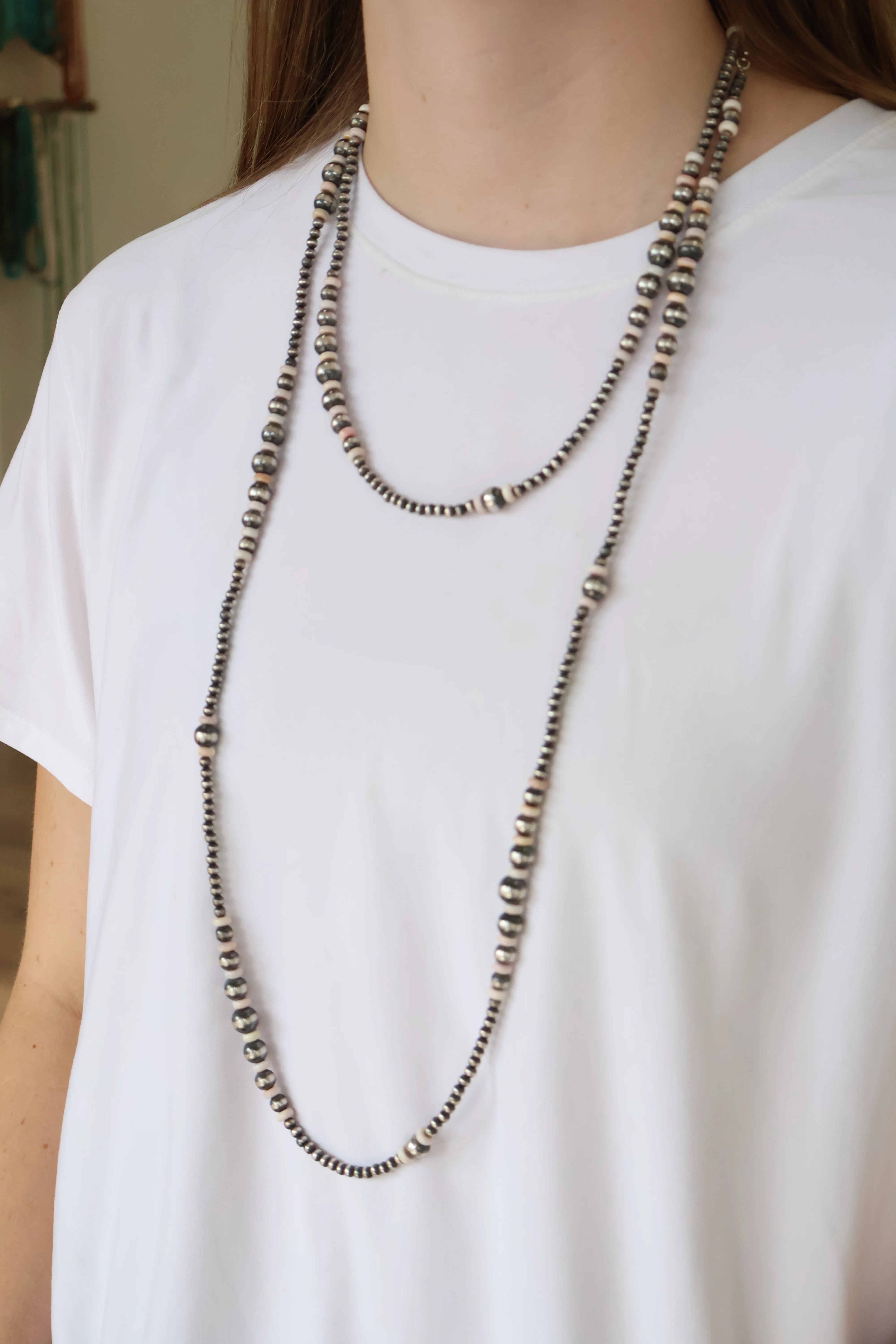 Tucson Navajo Pearls- Pink Conch (60") - Image 2