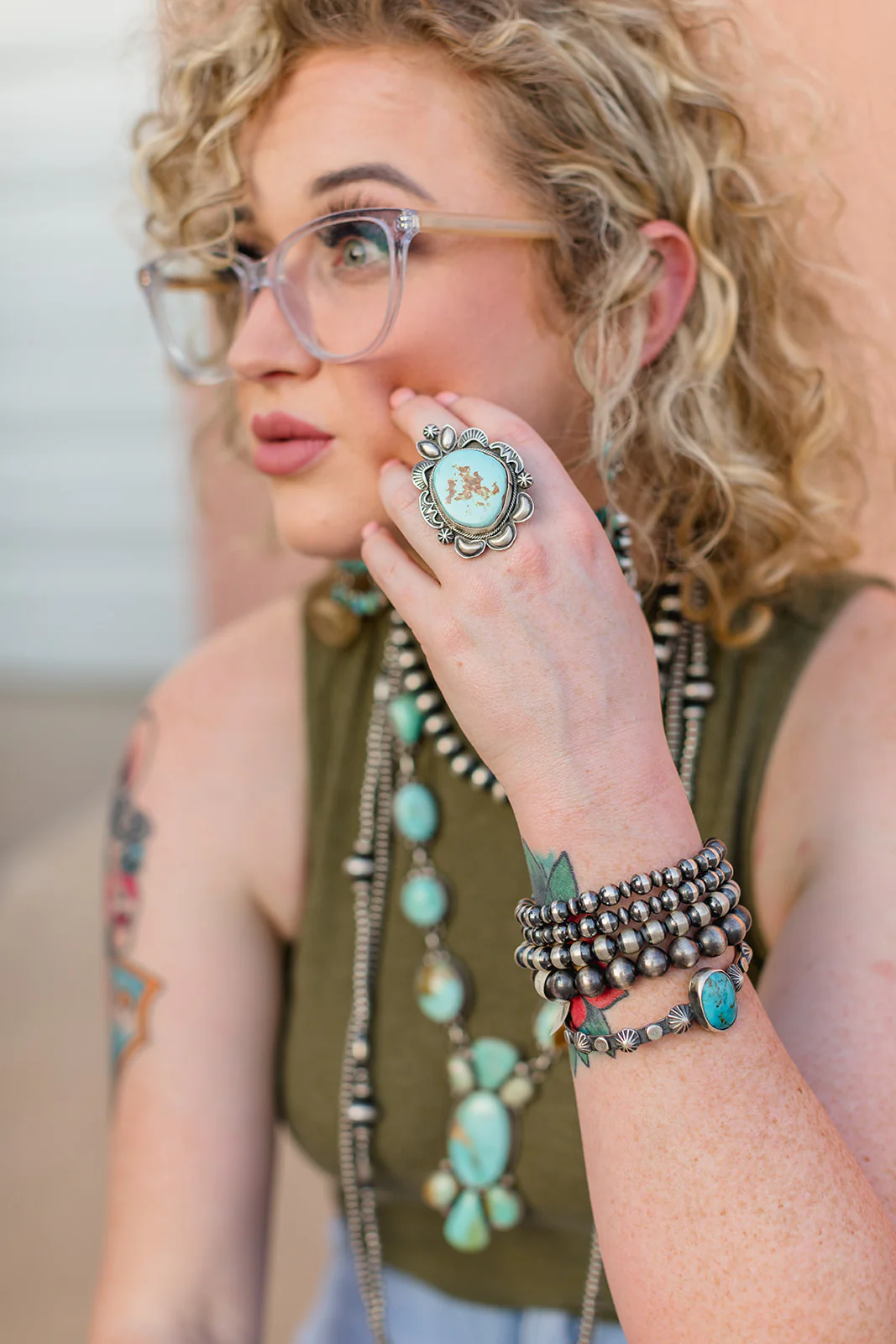 Navajo Pearl Stretch Bracelet  - 10mm - Image 2