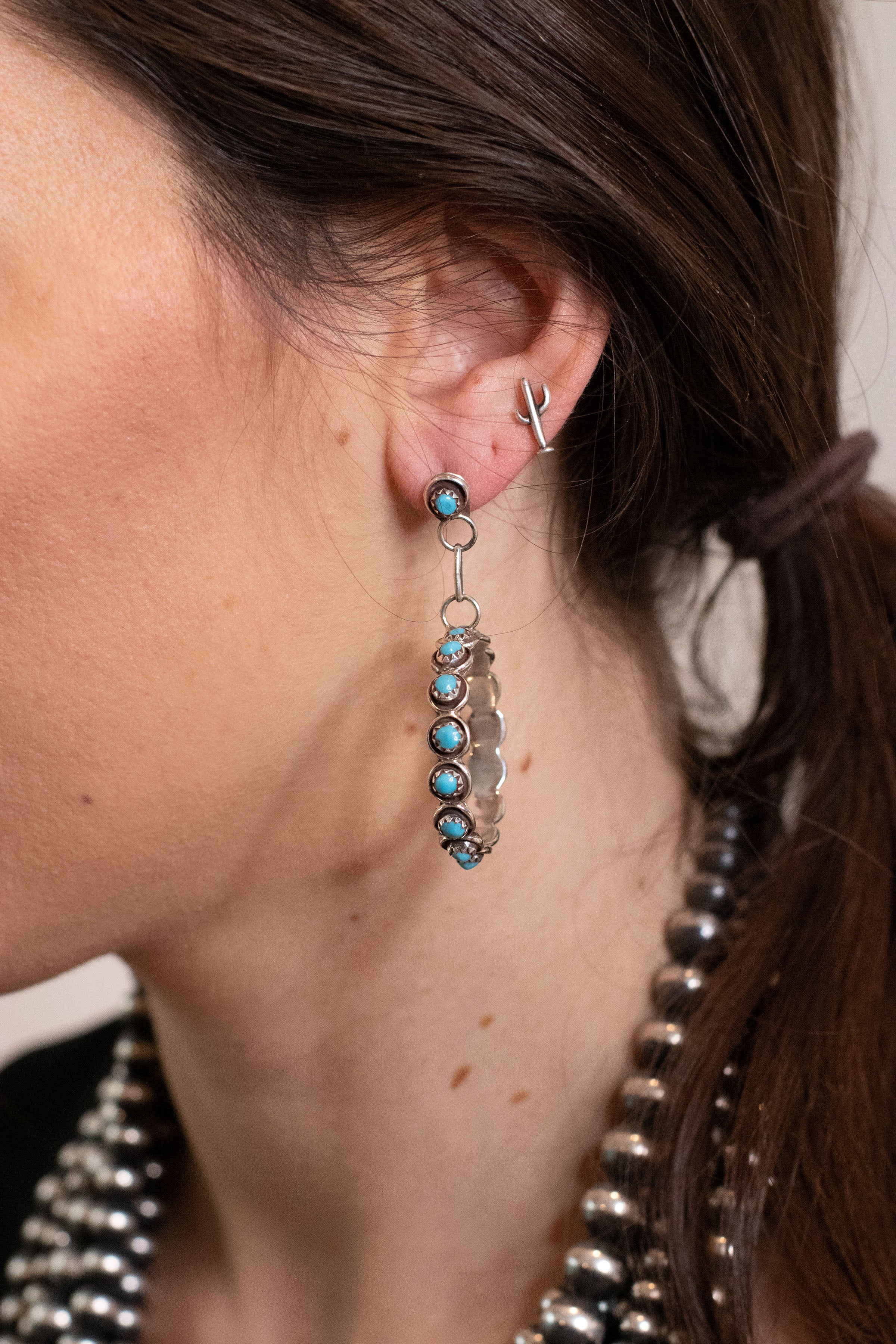 The Post Zuni Hoops-Turquoise: 2 1/4" - Image 2
