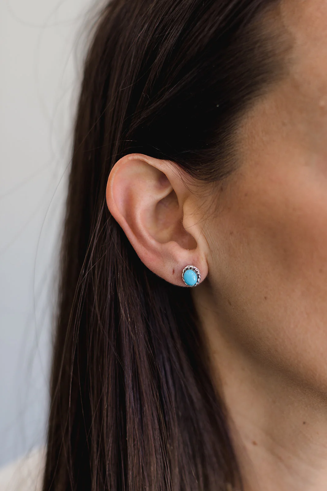 Double Twist Oval Studs - Turquoise - Image 2