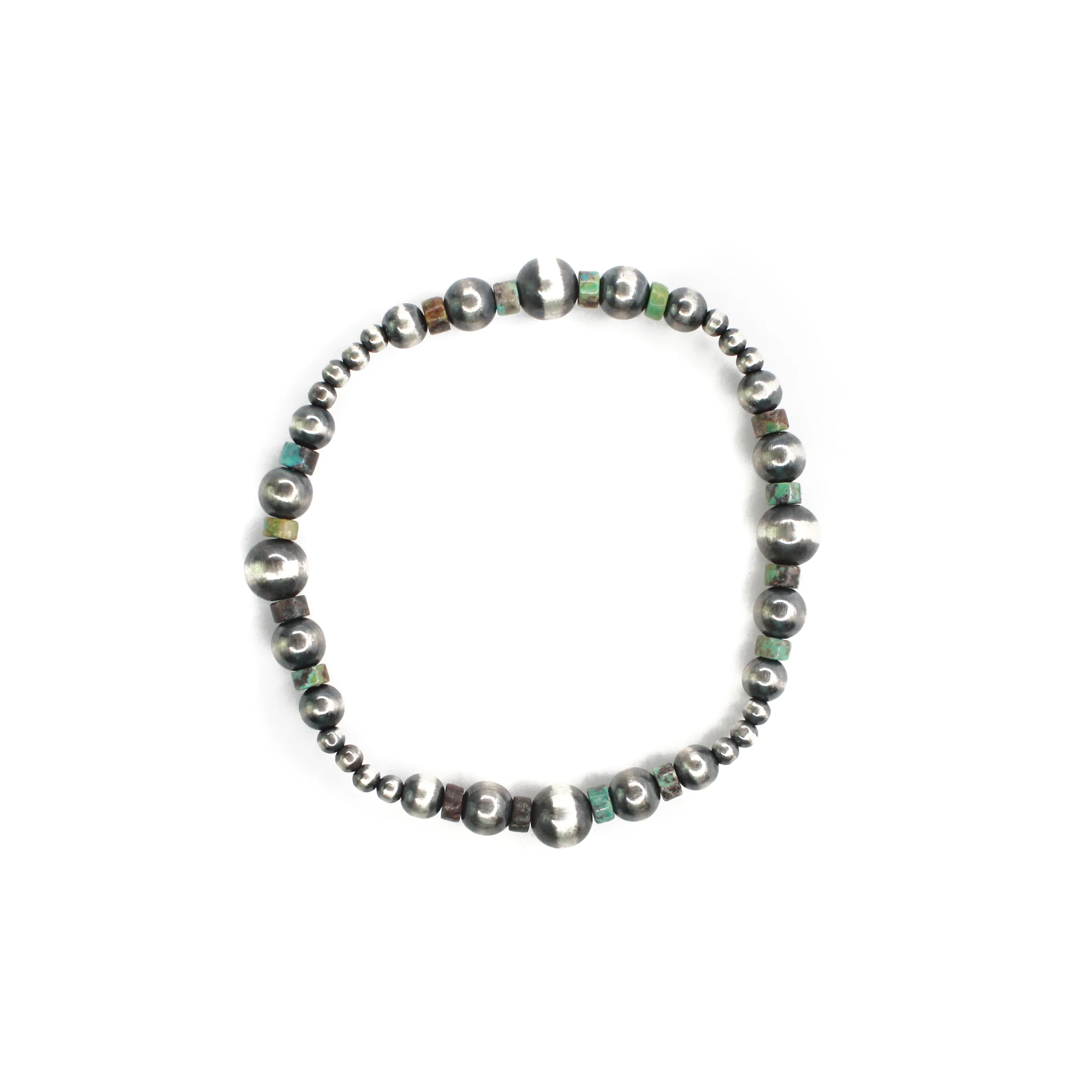 Multi Size Navajo Pearl Stretch Bracelet - Turquoise/Green
