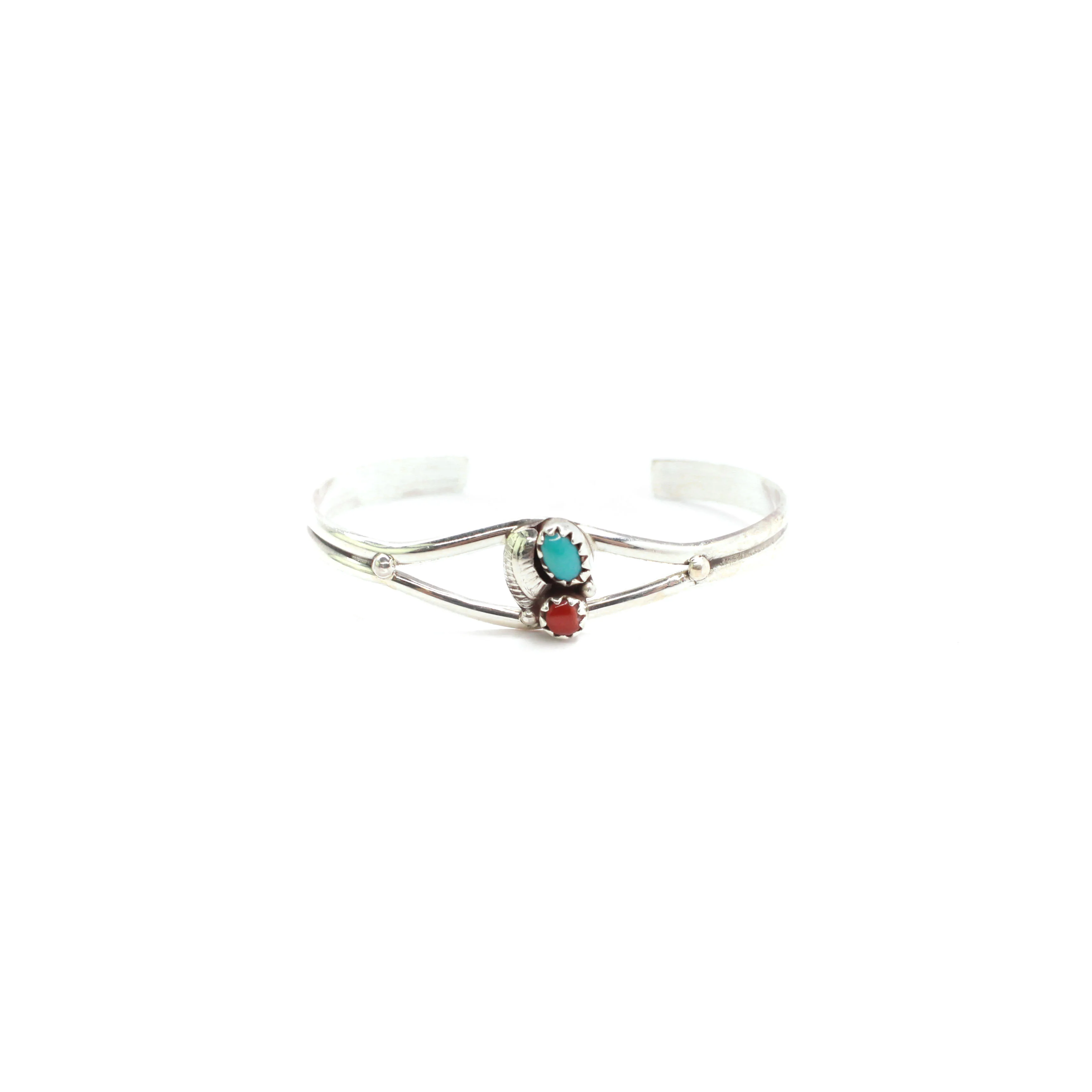 The Bronson Baby Cuff- Turquoise & Coral