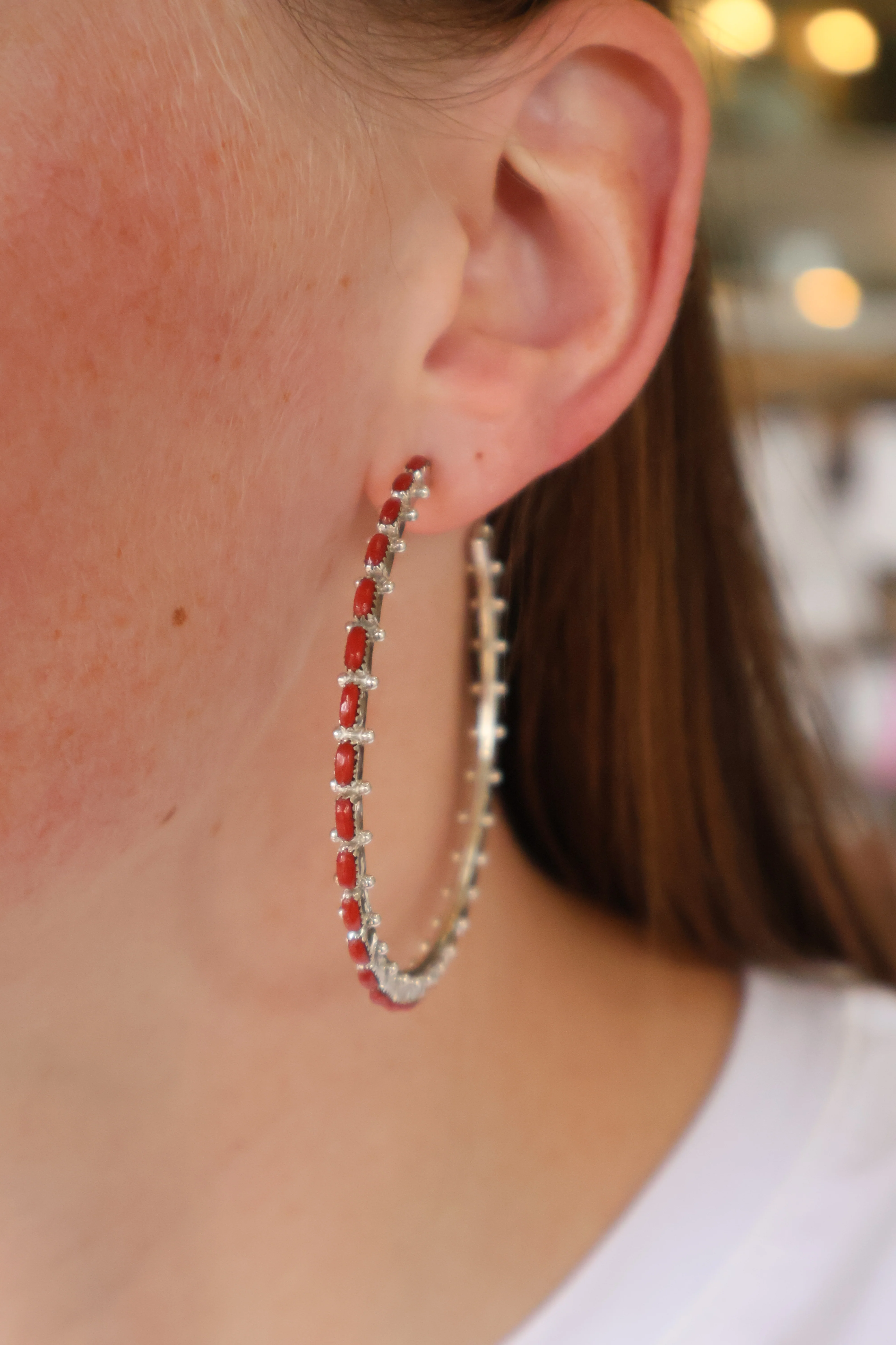 The Original Zuni Hoops - Coral: 2 1/2" - Image 2