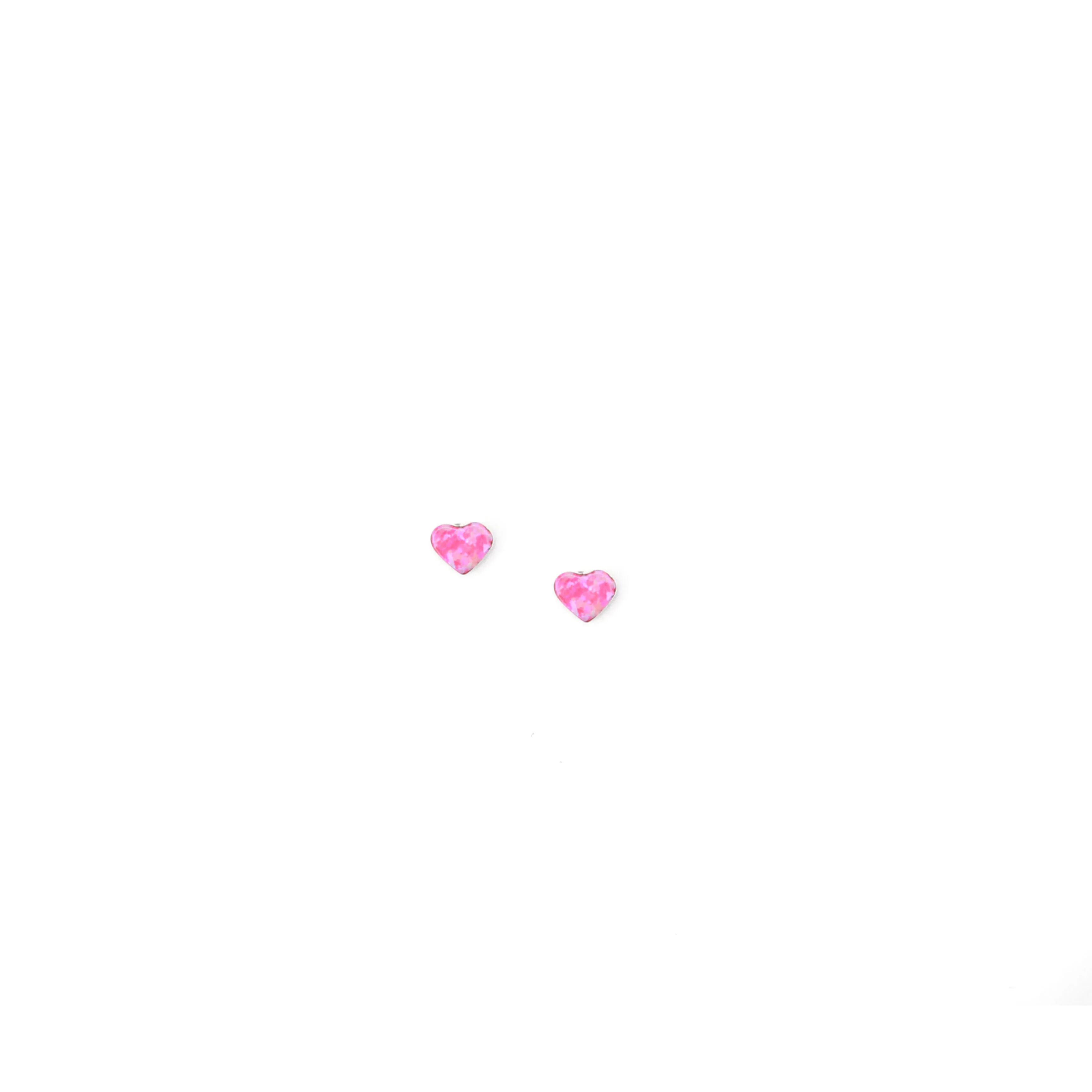 Tiny Heart Studs - Pink Opal