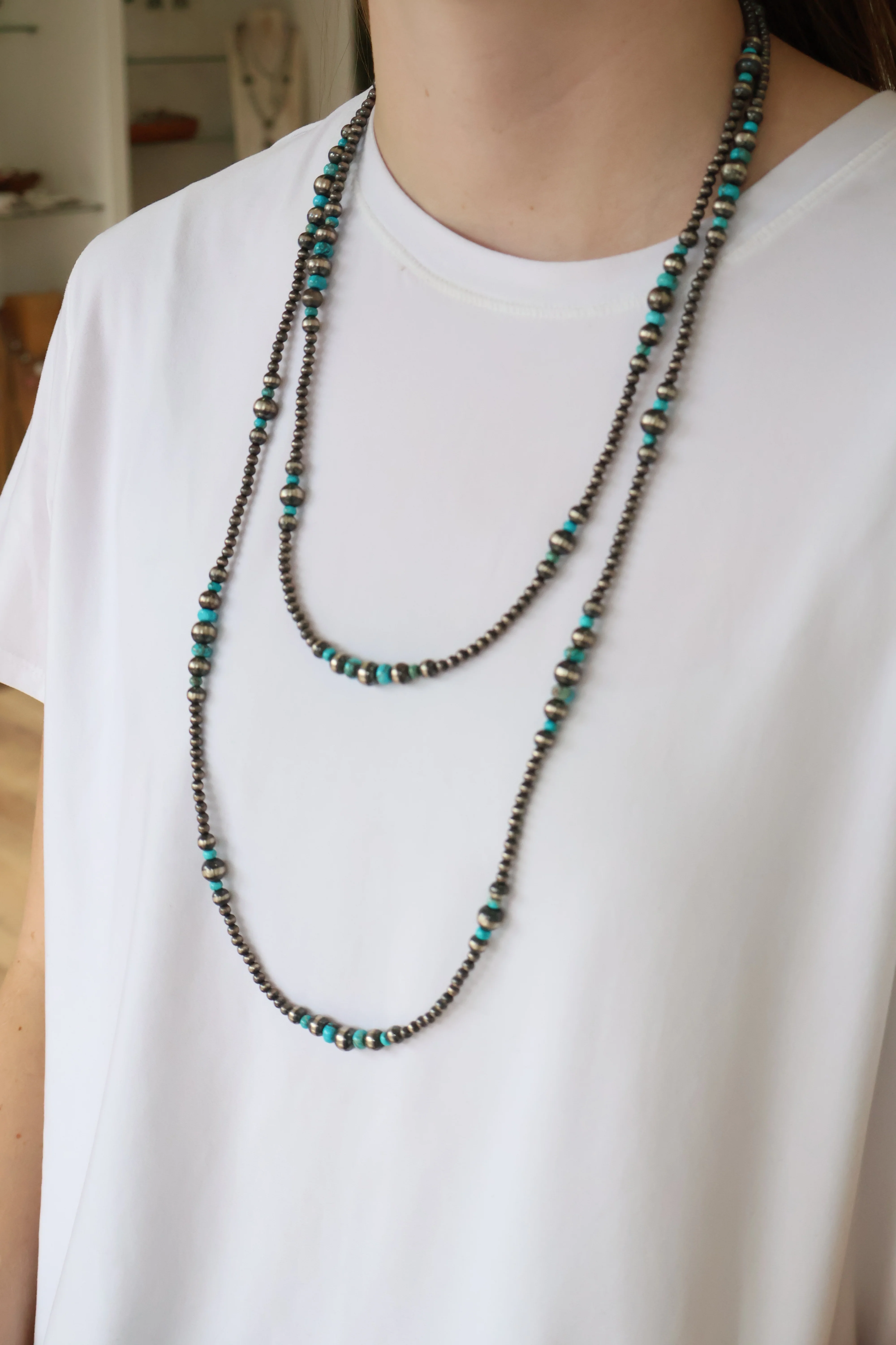 Tucson Navajo Pearls- Turquoise (60") - Image 2