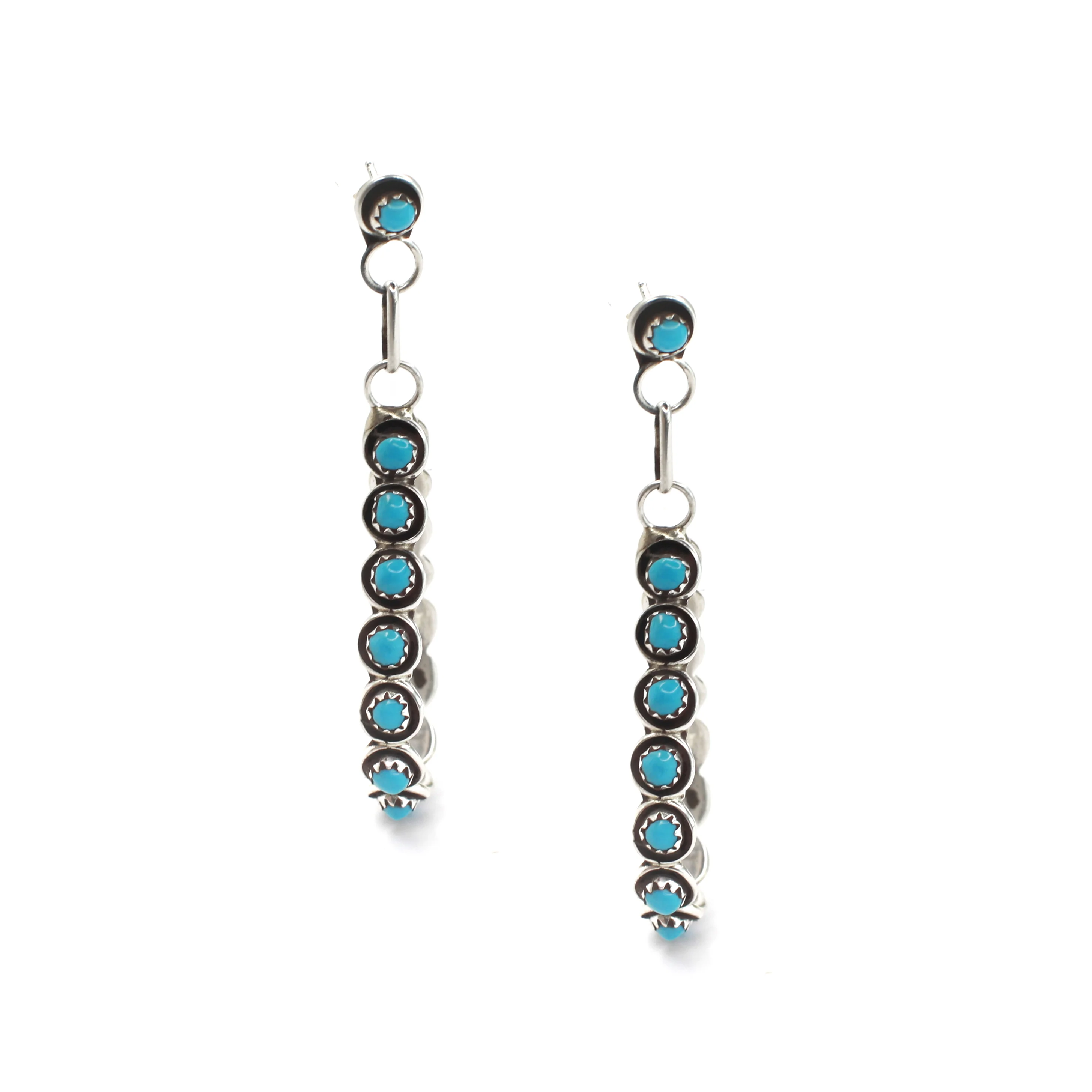 The Post Zuni Teardrop Hoops-Turquoise: 2 1/2" - Image 4